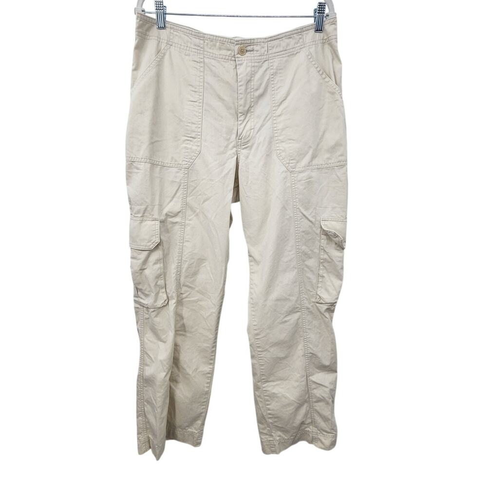 Abercrombie & Fitch Women's Wide Leg Cream Cargo Pants Size 32‎ 14L Long